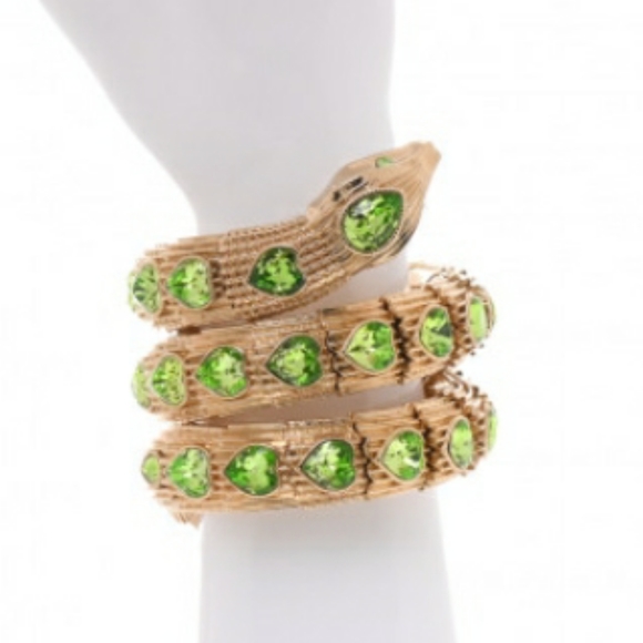 Gucci Crystal Heart Triple Wrap Snake Bracelet - Picture 9 of 12